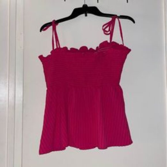 Pink Tie Shoulder Frill Trim Top, size 12 - Picture 3 of 7